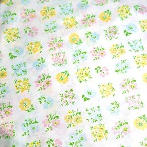 Vintage Full/Double Flat Sheet, Floral, 70s